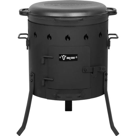 BBQ-Toro Kazan en fonte 19 L avec four Kazan Ø 40 cm, marmite en fonte avec couvercle, marmite à goulasch, chaudron de feu