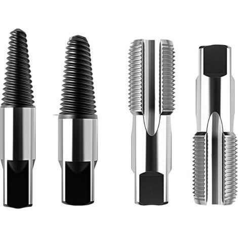 Set of 4 thread extractors for 1/2" and 3/4" tubes, for damaged screws. (1/5)