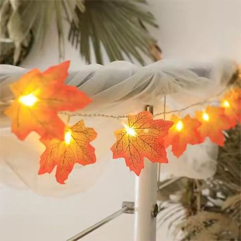 1 pièce Guirlande LED, 3 m, feuilles d'érable artificielles, fil de cuivre souple, décoration intérieure et extérieure (1/4)