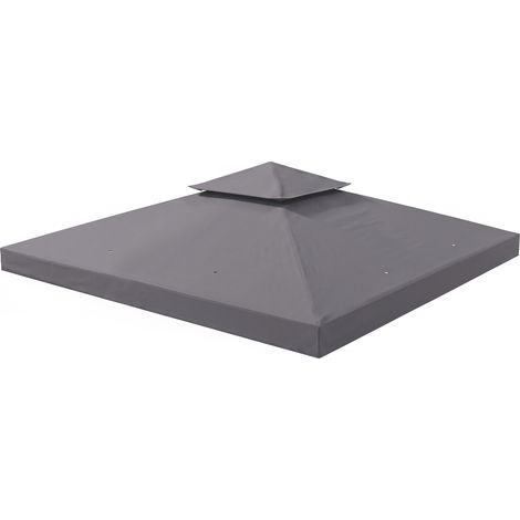 Gazebo Roof Cover, Double Tier, 300 x 300 x 18 cm, Deep Grey (1/5)