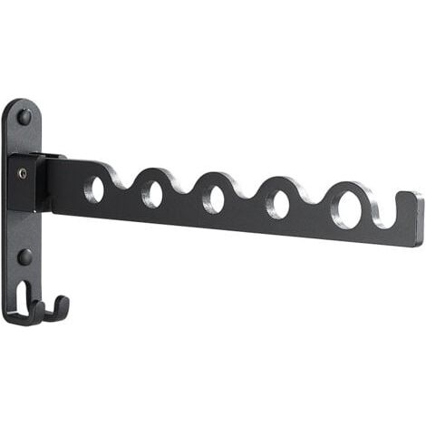 Wandmontierter, zusammenklappbarer Wäscheständer aus schwarzem Aluminium, schwarzer Badezimmer-Wäscheständer (1/5)