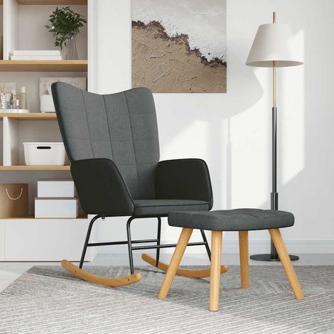 Schaukelsessel mit Hocker Dunkelgrau Stoff