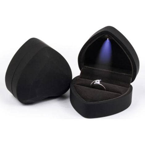 Boîte à bague LED en forme de cœur, boîte à bague velours, boîte à bijoux, coffret cadeau pour bague fiançailles mariage Saint-Valentin (1/5)