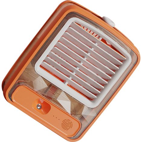 Wassergekühlter Tischventilator, USB-Anschluss, ABS-Gehäuse, 3 Geschwindigkeitsstufen, 3D-Spiralflügel, wassergekühlt, kleine Klimaanlage für Schreibtisch und Nachttisch, Orange (1/5)