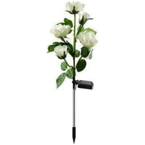 1 Fleur Lampe solaire à 5 têtes de jardin en forme de roses - Lumière LED (blanc) (1/5)