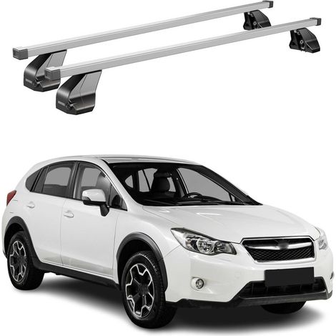 OMAC Dachträger Querträger Stahl für Subaru XV I 2012-2017 – Abschließbar – City-Crash-getestet – DIN 75302:2019 – ISO/PAS 11154:2006 – Max. 75 kg Silber (1/5)