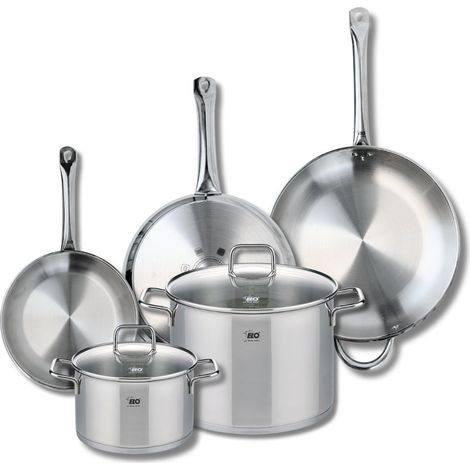 Ensemble de 3 Poêles de cuisson 24, 28 et 32 cm et 2 faitouts 20 et 26 cm Elo Profi Citrin (1/5)