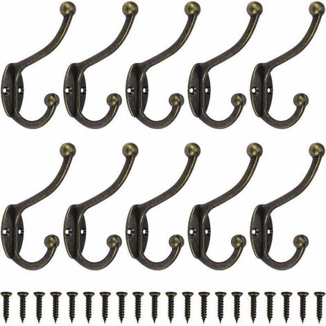 Tigrezy Retro Vintage Wandgarderobenhaken, Metall-Türhaken für Bad, Küche, Schlafzimmer, Flur, 10 Stück, Bronze (1/4)