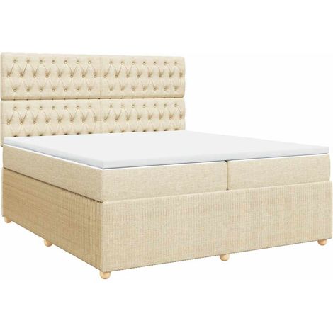 Maison Exclusive - Giroletto a Molle con Materasso Crema 200x200 cm in Tessuto (1/5)