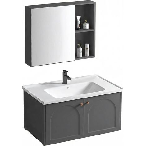 Ein Badezimmermöbelset Mit Waschbecken Rea Denver 80Cm Grey