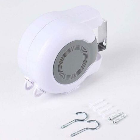 Étendoir à linge rétractable d'extérieur, étendoir mural extensible avec 2 cordes à linge, pour salle de bain, balcon, jardin (1/4)