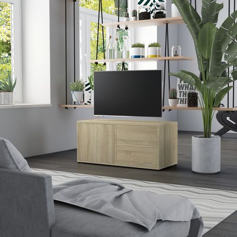 Meuble TV - Armoire de TV  Banc TV  pour Salon Chêne sonoma 80x34x36 cm Aggloméré -FR35747 (1/5)