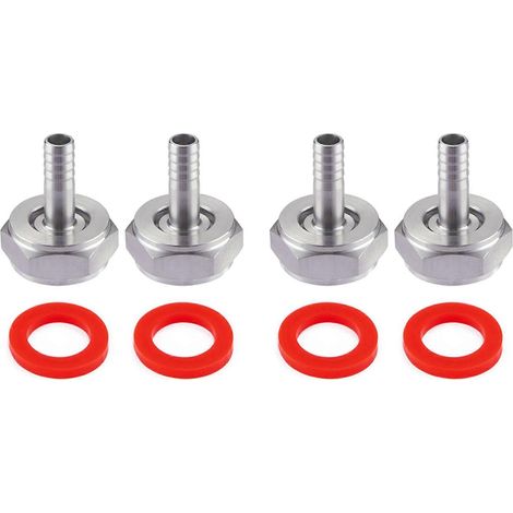 Kit de 4 raccords de fût de bière en acier inoxydableconnecteurs pour conduite de bièreécrou hexagonal 5/8" filetage G x 5/16" barbelé argenté (1/5)