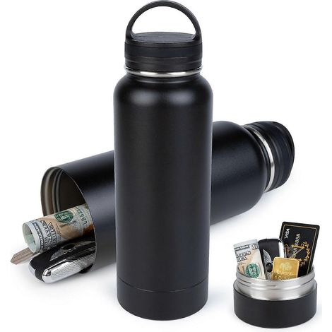 Gourde de 710 ml (24 oz) avec compartiment secret, en acier inoxydable, idéale pour protéger vos objets de valeur comme l'argent et les clés. (1/5)