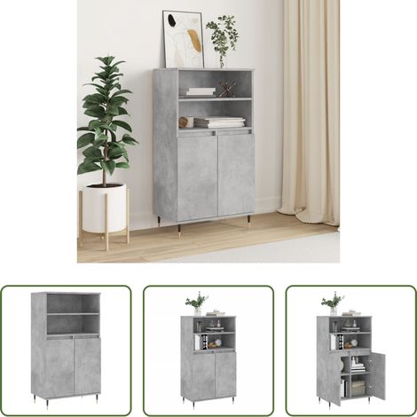 vidaXL Stauraum - Highboard Betongrau 60x36x110 cm Holzwerkstoff (1/5)