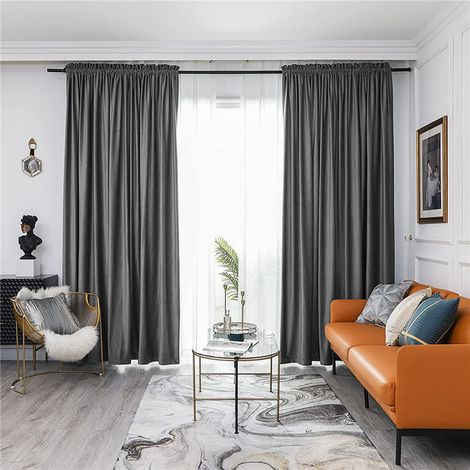 Rideau occultant pour salon, rideau isolant thermique, rideau en velours uni, convient pour la chambre et le salon, lot de 2 (150 x 250 cm).