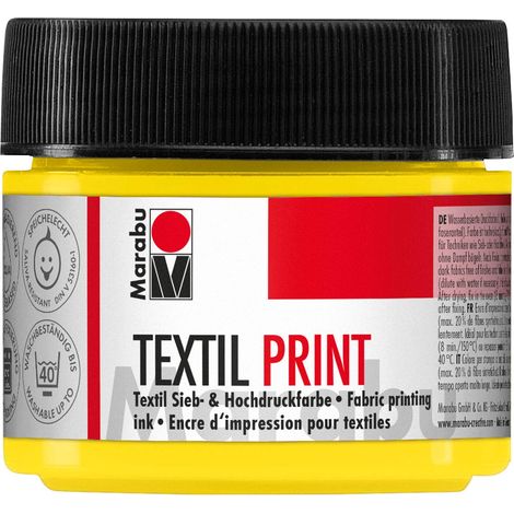 Marabu 17030050919 - Stampa tessile giallo primario, 100 ml, tintura a base d'acqua, inodore e resistente alla luce, lunga apertura, per tessuti chiari e scuri (1/5)
