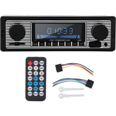 Radio Bluetooth automatique pour voiture Lecteur MP3 stéréo HIFI Entrées USB, SD, AUX, FM Design vintage compact (1/5)