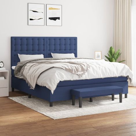 Lit adulte Contemporain Lit à sommier tapissier avec matelas Bleu 160x200 cm Tissu 27197 (1/5)
