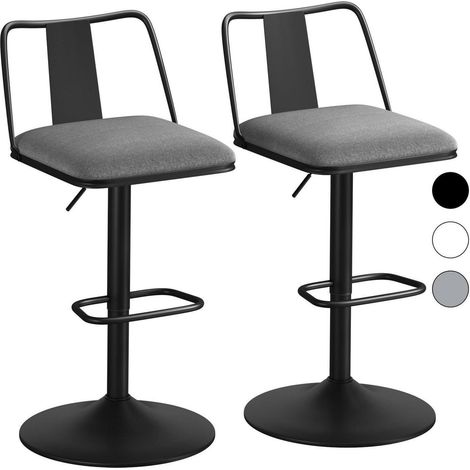 Lot de 2 tabourets de bar gris, réglables en hauteur, pivotants 360°, avec dossier et repose-pieds (1/5)