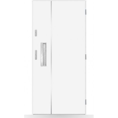 Porte d'entrée Arthur 80-90-100cm en acier - Couleur: Blanc - Poussant: Droit - Dimensions: 90 cm