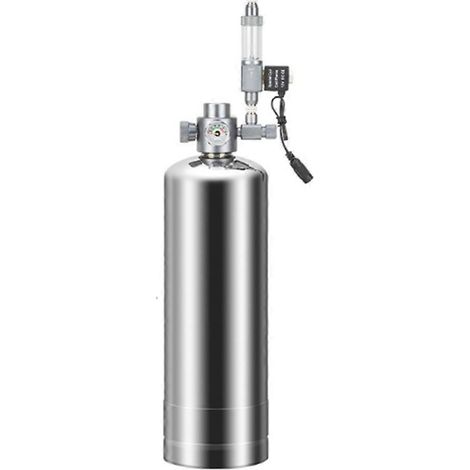 Générateur de CO2 avec électrovanne, manomètre à bulles et réactif pour aquarium (2 L, prise UE) (1/5)
