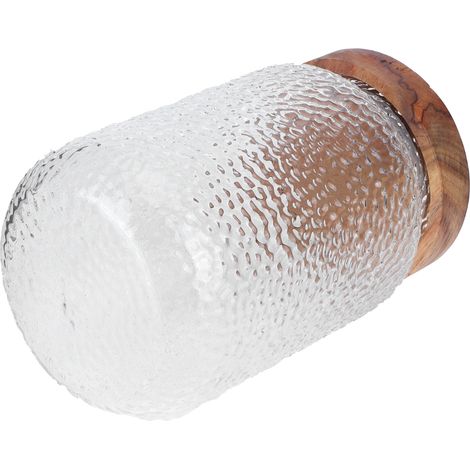 Ensemble de bocaux en verre larges avec couvercle hermétique en bois pour café en grains, biscuits, noix, etc. 700 ml (1/5)