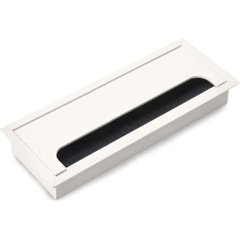 Rechteckige Kabelabdeckung (80 x 200 mm) für Einbauschreibtische, Kabelorganisator für Möbel, 2 x [Silber]. (1/3)