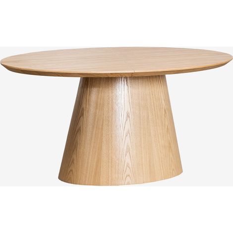 SKLUM Ovaler Esstisch 160-200x100 cm ausziehbar, MDF und Furnier Gala Braun Natur