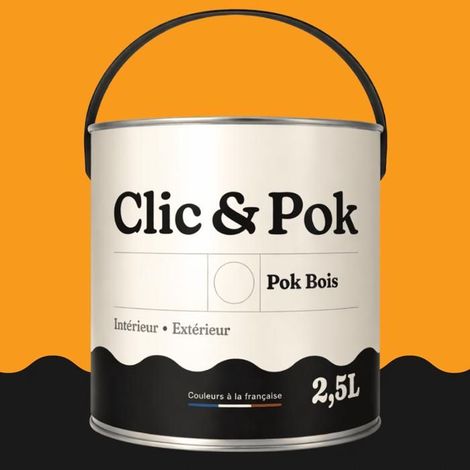 Peinture Bois Extérieur – POK BOIS - 2,5L - RAL 1033 - Jaune dahlia- Résistante aux intempéries - Ne s'écaille pas
