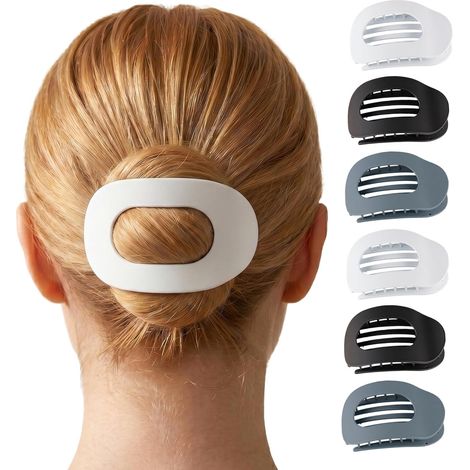 Pince Cheveux Plates – Lot de 6 Grandes Pinces à Maintien Fort, Idéales pour Chignons & Coiffures Attachées, Accessoires Cheveux Femme au Fini Mat Neutre – Achromatic Set (1/5)