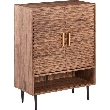 Shoe Cabinet Dark Brown Black MDF Iron Modern Style Storage 2 Drawer Living Room Bedroom KEITH (1/5)