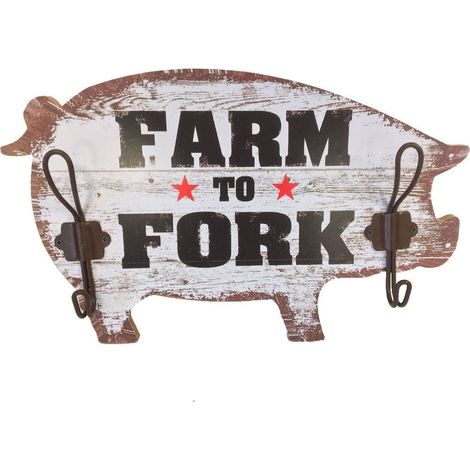 Porte-manteaux cochon en bois
