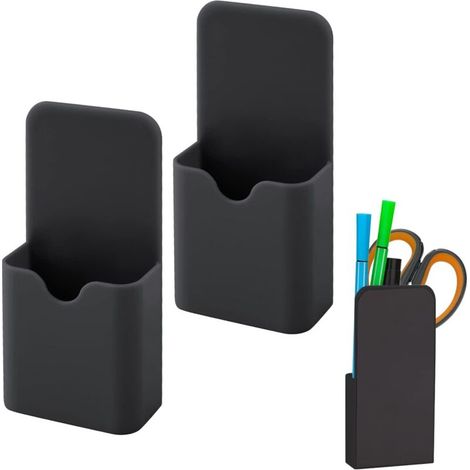 Porte-marqueur magnétique, taille S – Pot à crayons, organiseur magnétique pour fournitures de bureau, réfrigérateur (noir) (1/3)