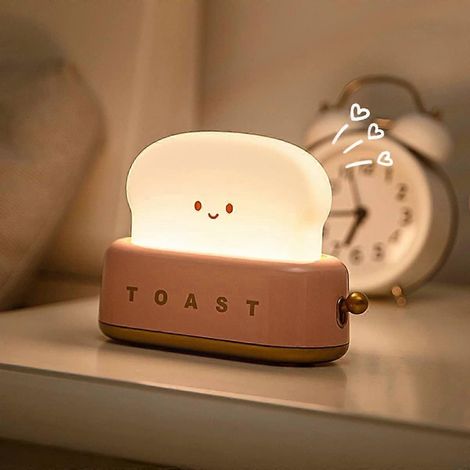 Veilleuse pour enfants, lampe de chevet LED en forme de grille-pain, veilleuse pour bébé, veilleuse rechargeable USB, veilleuse pour bébé à intensité variable, lampe avec minuterie, rose kawaii (1/5)