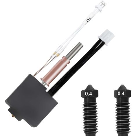 Kit de 2 douilles en acier dur 0,4 mm, bloc chauffant Thermistor en acier trempé buse extrudeuse kit chaud pour Kobra 3/Kobra 3 Combo/Kobra 3 V2 (1/5)