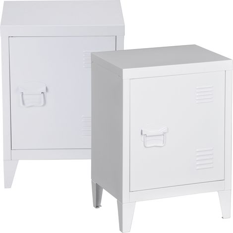 Nachtschrank Inari 2er Set Stahl Weiß [en.casa]