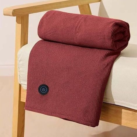 Portable heated blanket, USB electric heated shawl 150 x 80 cm, machine washable, for neck and shoulders (red) (1/5)