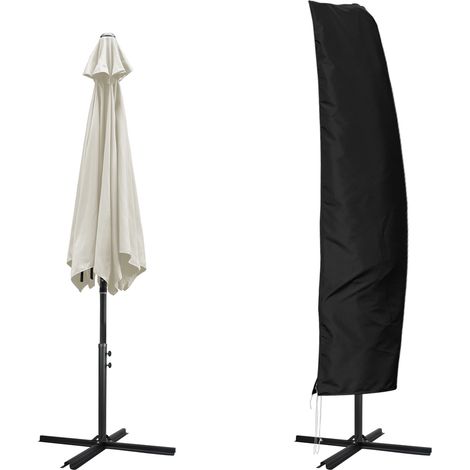 SWANEW Housse de Protection pour 2-4m Parasol Jardin Couverture 265 x 50 x 70 x 40cm avec Perche Anti-UV étanche noir (1/5)