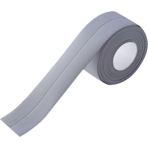 Bande de calfeutrage unie de 3,2 m, résistante à l'humidité, bonne adhérence, en PVC auto-adhésif, pour salle de bain, grise (1/4)