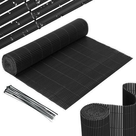 Randaco 80x300cm Brise-Vue PVC Effet Bambou pour Jardin et Balcon – Clôture Occultante, Pare-Vent, Brise-Vue Balcon, Clôture de Jardin Gris