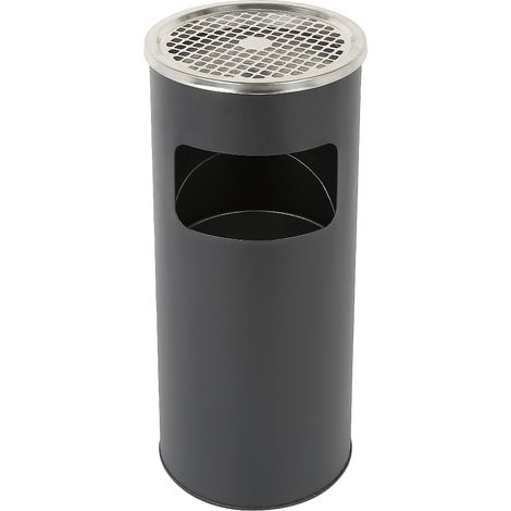 Cenicero Outdoor Cubo de basura a pie de interior en acero cromado negro 12 L