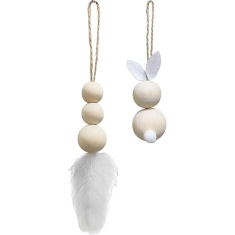 Guirlande de perles en bois (2 pièces) - Pendentifs style ferme - Décoration bohème pour plateau à étages (1/5)