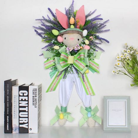 Guirlande De Porte - Lapin De Pâques - 55 Cm - Décor Extérieur Pour Porte D'Entrée Jardin Ferme - 1 Pièce (1/4)