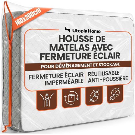 Housse Matelas Déménagement 160x200x30 cm, Durables Et Imperméables Sacs De Housse Plastique Matelas, Anti-Poussière Et Sacs De Rangement pour Housse De Protection De Matelas (1/5)