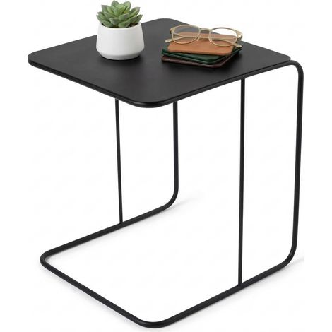 Cattaneo Couchtisch, rechteckig, Metallplatte, schwarze Tischplatte, 47x46x57h cm Schwarz