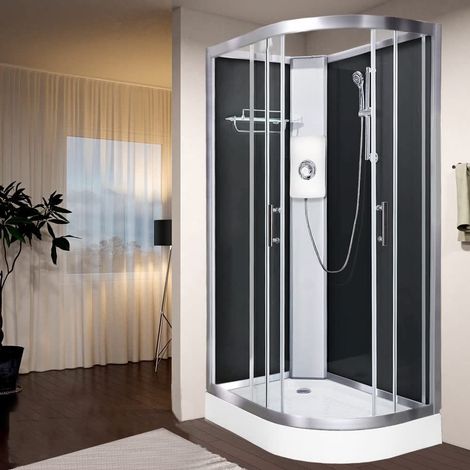 Vidalux Pure E Black 1200 x 800 Electric Left Shower Cabin-Triton Lux White 9.5KW