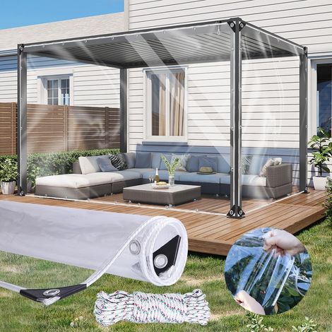 Bache Transparente Bache de Protection Exterieur Transparente avec Oeillets, 1.5x2M Bâche Imperméable 0.30mm Renforcée Anti-Déchirure Résistant Bache pour Pergola Terrasse Serre de Jardin (1/5)