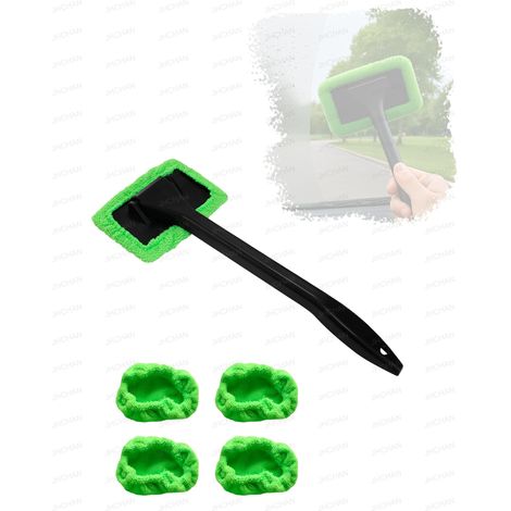 Kit de nettoyage pour vitres de voiture - Brosse de nettoyage pour pare-brise et toit de voiture avec 5 tampons en microfibre lavables (1/5)