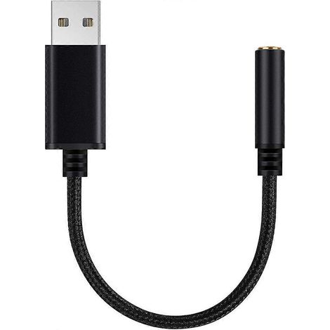 Adaptateur audio USB vers prise jack 3,5 mm, pour PC, etc. (18 cm, noir) (1/5)